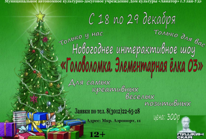 Развлекательный проект: новогоднее интерактивное шоу «Головоломка. Элементарная елка 03»